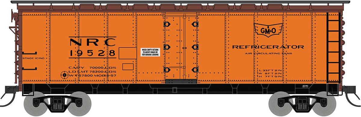 R-40-23 Steel Ice Reefer - Ready to Run -- Gulf, Mobile & Ohio NRC (1960s, orange, black, Wing Logo)