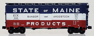 1937 AAR 40' Boxcar - Ready to Run -- Bangor & Aroostook (State Of Maine Products; red, white & blue)
