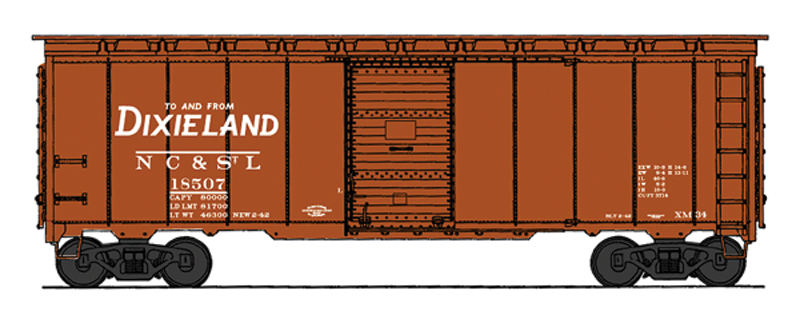 1937 AAR 40' Boxcar - Ready to Run -- Nashville, Chattanooga & St. Louis (Boxcar Red, Dixieland Slogan)
