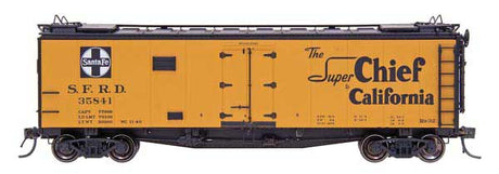 Santa Fe 40' Steel Ice Reefer - Ready to Run -- Santa Fe "Super Chief" RR-32 (Santa Fe Yellow, black w/white herald)