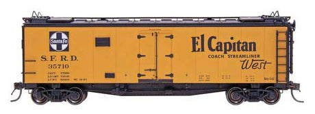 Santa Fe 40' Steel Ice Reefer - Ready to Run -- Santa Fe "El Capitan" RR-32 (Santa Fe Yellow, black roof, ends & side deta