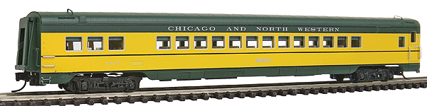 CNW-Style 56-Seat Coach w/Interior Lights - Ready to Run -- Chicago & North Western (400, green, yellow, silver Lettering)