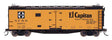 Santa Fe 40' Steel Ice Reefer - Ready to Run -- Santa Fe "El Capitan" w/Curved Line Map RR-27 (ATSF Yellow, black letterin