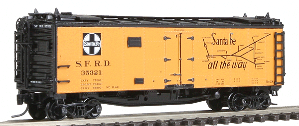 Santa Fe 40' Steel Ice Reefer - Ready to Run -- Santa Fe (orange, black, Super Chief Calif., All the Way Map on Reverse Side
