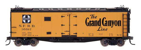 Santa Fe 40' Steel Ice Reefer - Ready to Run -- Santa Fe "Grand Canyon" Straight Line Map - (Santa Fe Yellow, black roof)