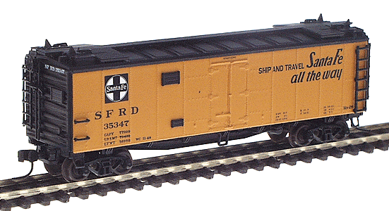 Santa Fe 40' Steel Ice Reefer - Ready to Run -- Santa Fe (orange, black, Texas Chief, Ship & Travel on Reverse Side)