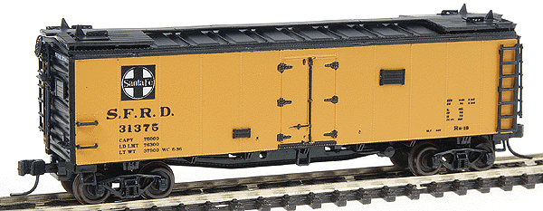 Santa Fe 40' Steel Ice Reefer - Ready to Run -- Santa Fe S.F.R.D. (orange, black)