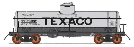 ACF Type 27 Riveted 8,000-Gallon Tank Car - Ready to Run -- Texaco TCX (gray, black, Billboard Texaco)