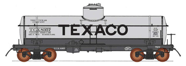ACF Type 27 Riveted 8,000-Gallon Tank Car - Ready to Run -- Texaco TCX (gray, black, Billboard Texaco)