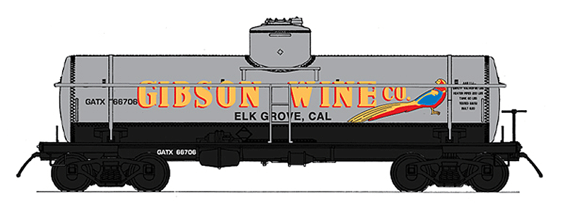 ACF Type 27 Riveted 8000-Gallon Tank Car - Ready to Run - Famous Image Collect -- Gibson Wine (gray, black, yellow, red)