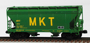 ACF 2-Bay Center-Flow Covered Hopper - Ready to Run -- Missouri, Kansas & Texas (dark green, yellow lettering)