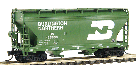 ACF 2-Bay Center-Flow Covered Hopper - Ready to Run -- Burlington Northern (Cascade Green, white, Large Logo, Full Lettering)