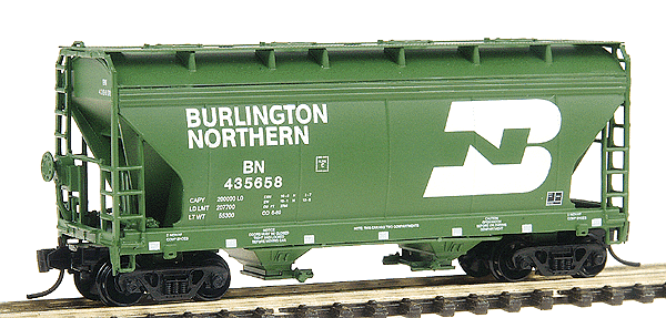 ACF 2-Bay Center-Flow Covered Hopper - Ready to Run -- Burlington Northern (Cascade Green, white, Large Logo, Full Lettering)