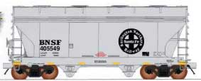 ACF 2-Bay Center-Flow Covered Hopper - Ready to Run -- Burlington Northern Santa Fe (gray, black, Large Circle-Cross Logo)