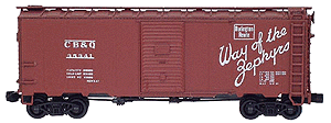 Modified AAR 40' Boxcar w/4-4 Improved Drednaught End - Ready to Run -- Chicago, Burlington & Quincy (Boxcar Red, Way of the Zephyrs Slogan)