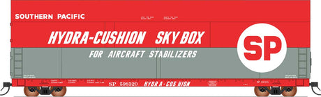 Sky Box Aerospace Flatcar with Cover - Ready to Run -- Southern Pacific (red, gray, white)