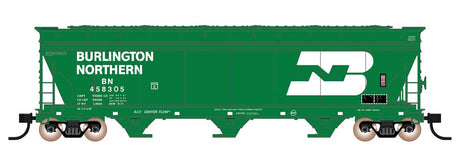ACF 4650 Cubic Foot 3-Bay Covered Hopper - Ready to Run -- Burlington Northern (1971, Cascade Green, white, Large Logo & Lettering)