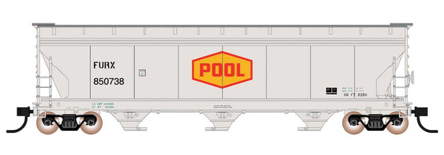 ACF 4650 Cubic Foot 3-Bay Covered Hopper - Ready to Run -- First Union Rail FURX (Ex-POOL Grain, gry, yellow, red)