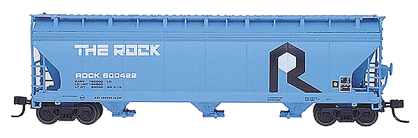ACF 4650 Cubic Foot 3-Bay Covered Hopper - Ready to Run -- Rock Island (Baby Blue w/Large "R" Herald)