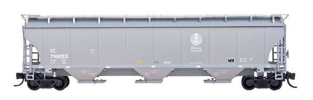 Trinity 5161 Cubic Foot Covered Hopper - Ready to Run -- Illinois Central (gray, white, Striped I Logo)