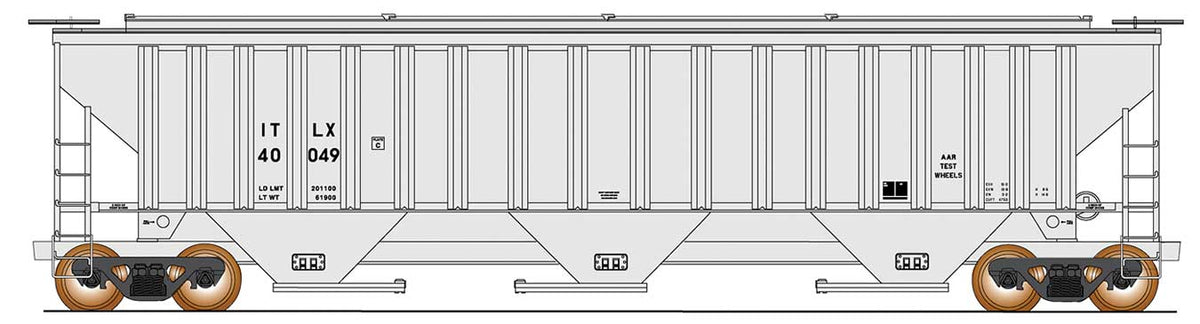 Trinity Rib-Side Covered Hopper - Ready to Run -- ITLX (gray, reporting marks only)
