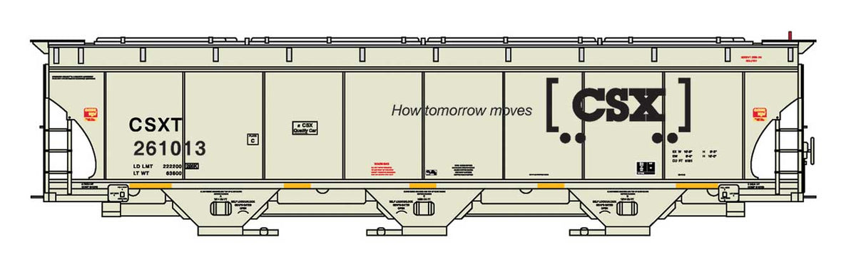 Trinity 5161 Cubic Foot Covered Hopper - Ready to Run -- CSX (beige, black, Boxcar Logo)