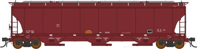 Trinity 5161 3-Bay Covered Hopper - Ready to Run -- Data Only (Boxcar Red, yellow conspicuity marks)