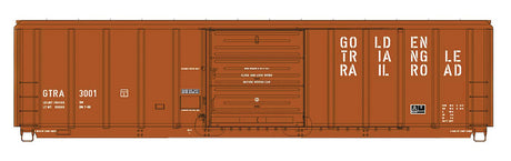 Pullman-Standard 5277 Cu.Ft. Exterior-Post Boxcar - Ready to Run - Pinnacle -- Golden Triangle Railroad (brown, white)