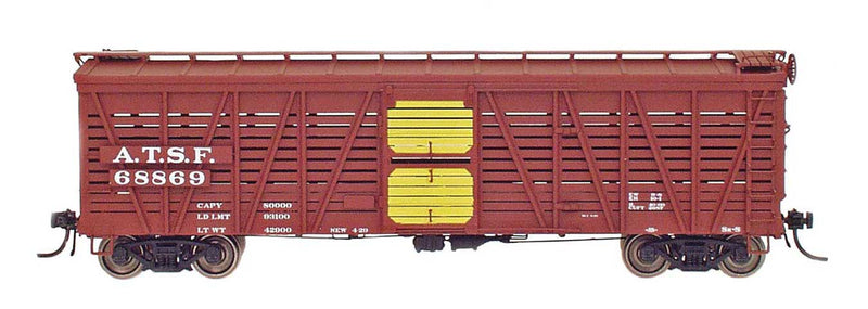 Santa Fe Class Sk-S Single-Deck Stock Car - Ready to Run -- Santa Fe 1938-43 w/K Brakes (Boxcar Red)