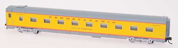 Pullman-Standard 18 Room Roomette - Ready to Run - Centralia Car Shops -- Pennsylvania Railroad (UP Run-Through, Armour Yellow, gray, red)