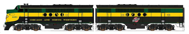 EMD FT A-B Set w/LokSound & DCC -- Chicago & North Western (Freight Scheme, green, black, yellow)