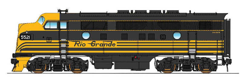EMD F3A - LokSound & DCC -- Denver & Rio Grande Western (Bumblebee, black, Aspen Gold)