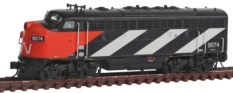 EMD F7A - Standard DC -- Canadian National (Stripe Scheme, black, white, red)