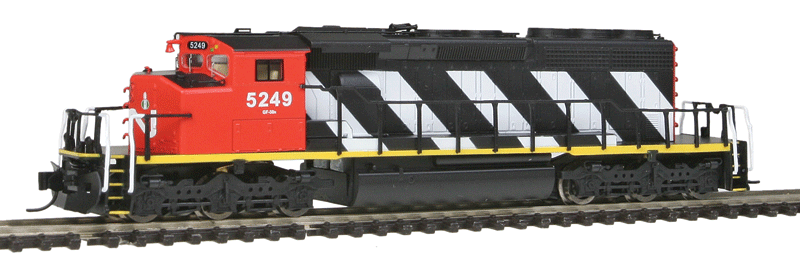 EMD/GMDD SD40-2W - Standard DC -- Canadian National (black, white, red, Large Hood Stripes)-1