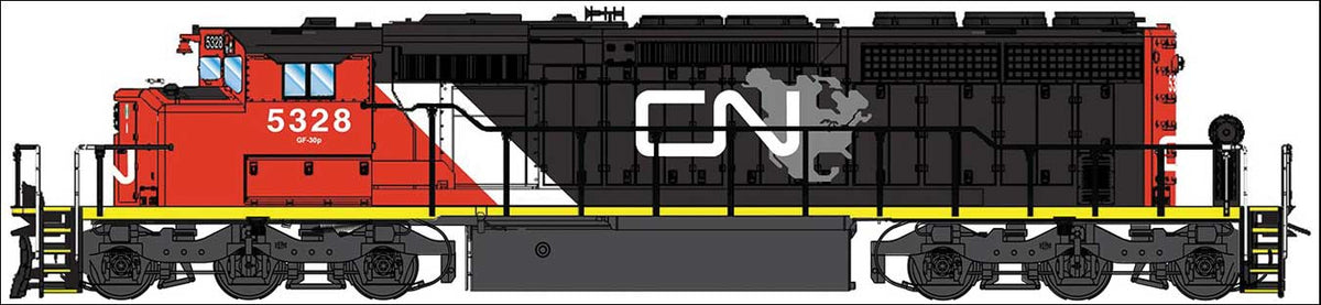 EMD/GMDD SD40-2W - Sound and DCC -- Canadian National (North America Scheme, black, red, white, gray)