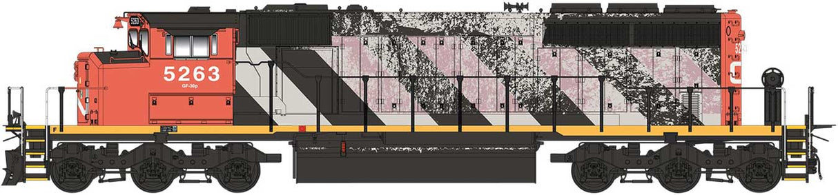 EMD/GMDD SD40-2W - Standard DC -- Canadian National (Weathered, Stripe Scheme, black, red, white)
