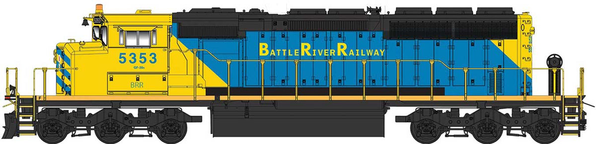 EMD/GMDD SD40-2W - Sound and DCC -- Battle River Railway (blue, yellow, black)