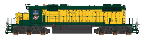 EMD SD38-2 w/LokSound & DCC -- Chicago & North Western (yellow, green)