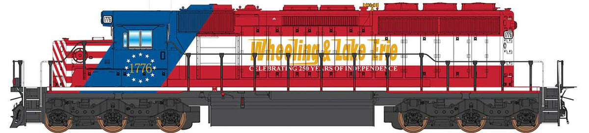 EMD SD40-2 - Standard DC -- Wheeling & Lake Erie #1776 (America 250, red, white, blue)