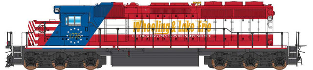 EMD SD40-2 - Standard DC -- Wheeling & Lake Erie #1776 (America 250, red, white, blue)