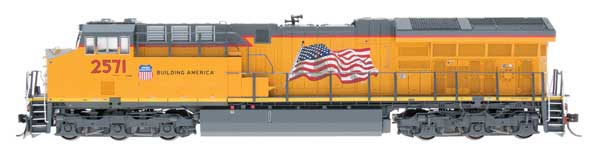 GE ET44 Tier 4 GEVO - Standard DC -- Union Pacific (Armour Yellow, gray, red, Large Flag, Building America Logo)-1