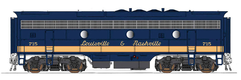 EMD F7B w/LokSound & DCC -- Louisville & Nashville (blue, cream)