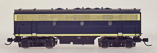 EMD F7B - Standard DC -- Santa Fe (Cat Whiskers, blue, light yellow)