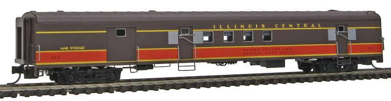 Centralia Car Shops 85' Smooth-Side Railway Post Office - Ready to Run -- Illinois Central (brown, orange)