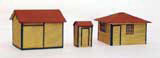 Laser-Works Line Wood Kits - Santa Fe Lineside Set -- Single Yard Closet (Outhouse), Section Tool House, Signal Maintainer's House