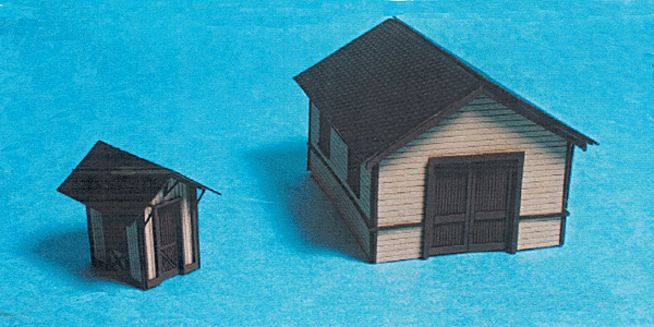 Laser-Works Line Wood Kits - Pennsylvania Lineside Set -- Tool House (2-1/4 x 3") & 2 Watch Boxes (Crossing Shanties; 1/2 x 1")