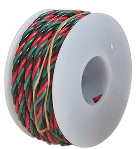Three-Conductor Hookup Wire - #22 Gauge - 23'  7m -- Black, Red & Green