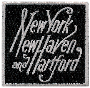 Cloth Railroad Patch -- New Haven (Script Lettering; white, black) 2"  5.1cm - Square