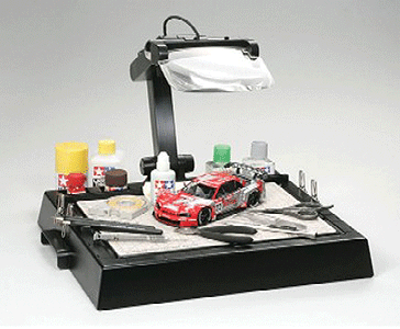 Work Station w/Magnifying Lens -- Base: 16-15/16 x 14-3/16 x 2-3/4"; Lens: 5-7/8 x 3-15/16"