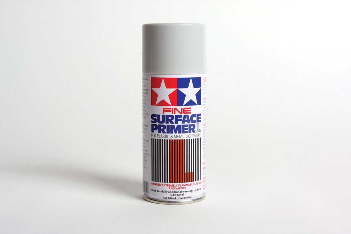 Fine Surface Primer L For Styrene & ABS Plastic -- Spray Can - Light Gray - 6.1oz  100mL